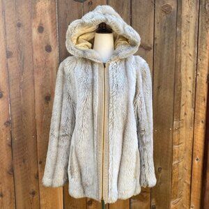 Vintage 1970s Light Brown Faux Fur Coat size Small